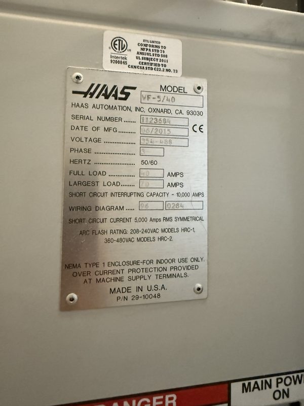 Haas VF5/40 CNC Vertical Machining Centre